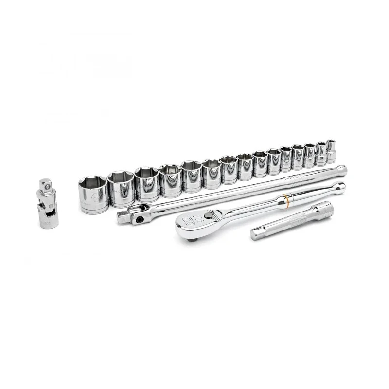 GearWrench 19-Piece 1/2 in 6 Point Socket Set Chrome Alloy Steel 90 Tooth Ratchet 80791