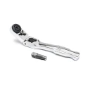 GearWrench 1/4 in Ratchet Socket Wrench with Ratchet Handle, Alloy Steel, Chrome Full Polish, 6in Overall 81025
