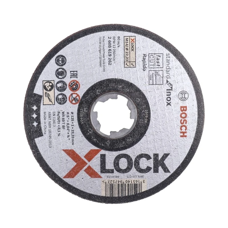 Bosch X Lock Silicon Carbide Abrasive Cutting Disc, 125 mm Diameter x 1 mm Thickness, Very Fine Grade, 25 Grit 2608619262