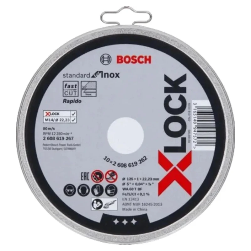 Bosch X Lock Silicon Carbide Abrasive Cutting Disc, 125 mm Diameter x 1 mm Thickness, Very Fine Grade, 25 Grit 2608619262
