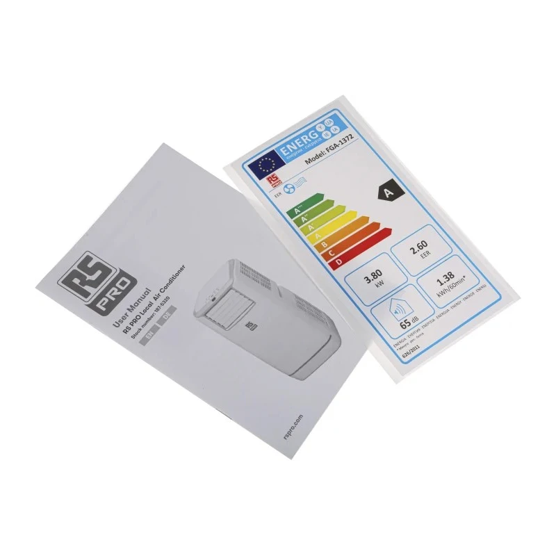 RS PRO 13000 Btu/h Portable Air Conditioning Unit 220-240V AC 1380W R290 Refrigerant 430m³/h Air Flow 3 Fan Speeds 187-5320
