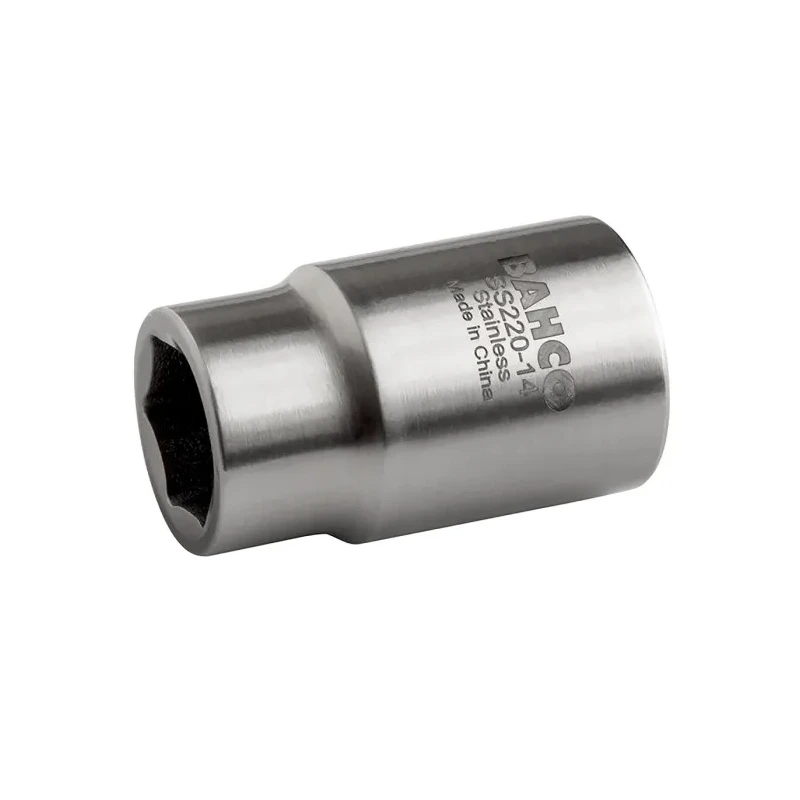 Bahco Stainless Steel 1/4 in Drive 14 mm 6 Point Square Socket, 26mm Overall Length SS210-14