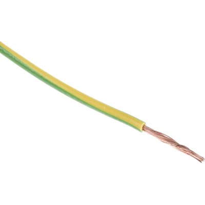 RS PRO Yellow Green Hook Up Wire 13 AWG 7x0.67 mm Stranded Annealed Copper PVC Insulated 100 m 600 V BR Series 359-122