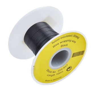 RS PRO Black Hook Up Wire, 30 AWG, 1 x 0.25 mm Core Strands, 100 m Length, Ethylene Tetrafluoroethylene Jacket 359-857