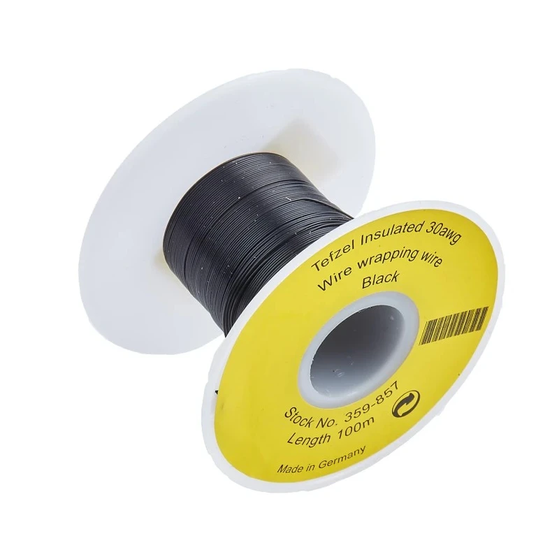 RS PRO Black Hook Up Wire, 30 AWG, 1 x 0.25 mm Core Strands, 100 m Length, Ethylene Tetrafluoroethylene Jacket 359-857