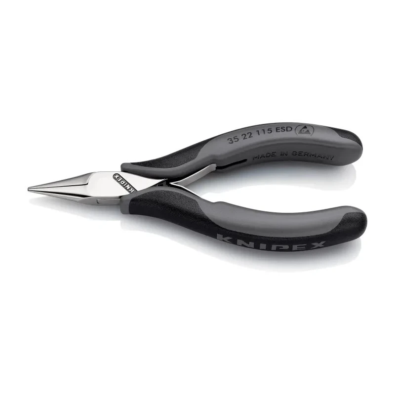 Knipex 1-Piece Long Nose Plier Round Tip 115mm Overall Length, 22.5mm Jaw ESD Safe 35 22 115 ESD