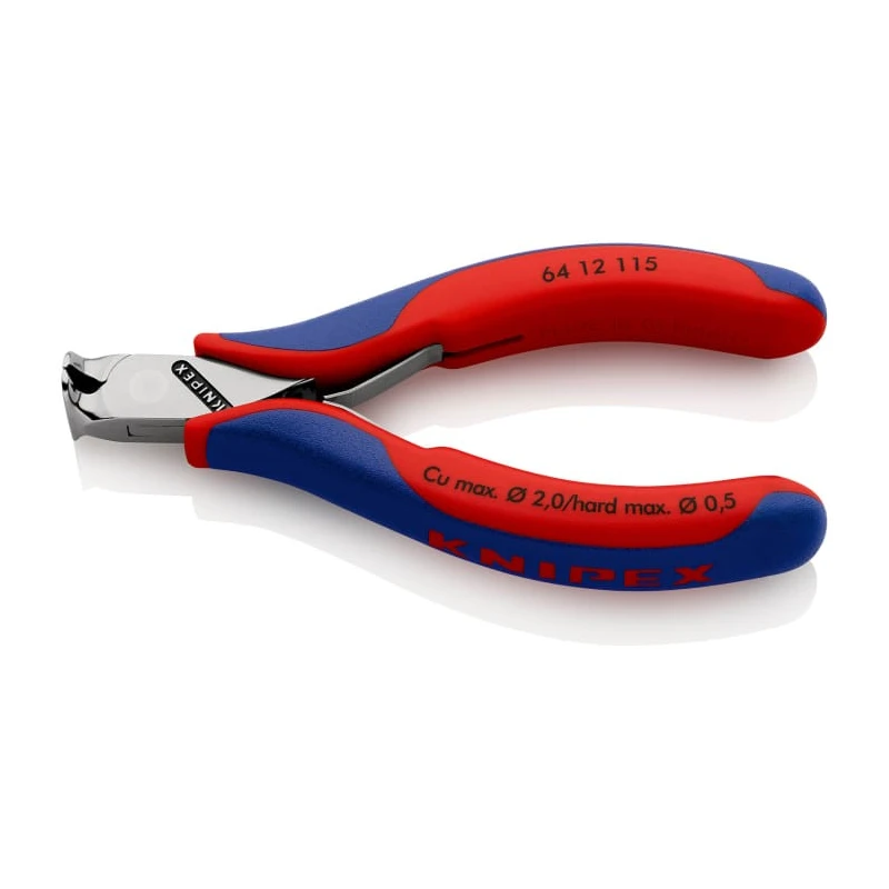 Knipex End Cutter End Nipper 115 mm Overall Length Bi-Material Handle Ball Bearing Chrome Steel Jaw DIN ISO 9654 64 12 115