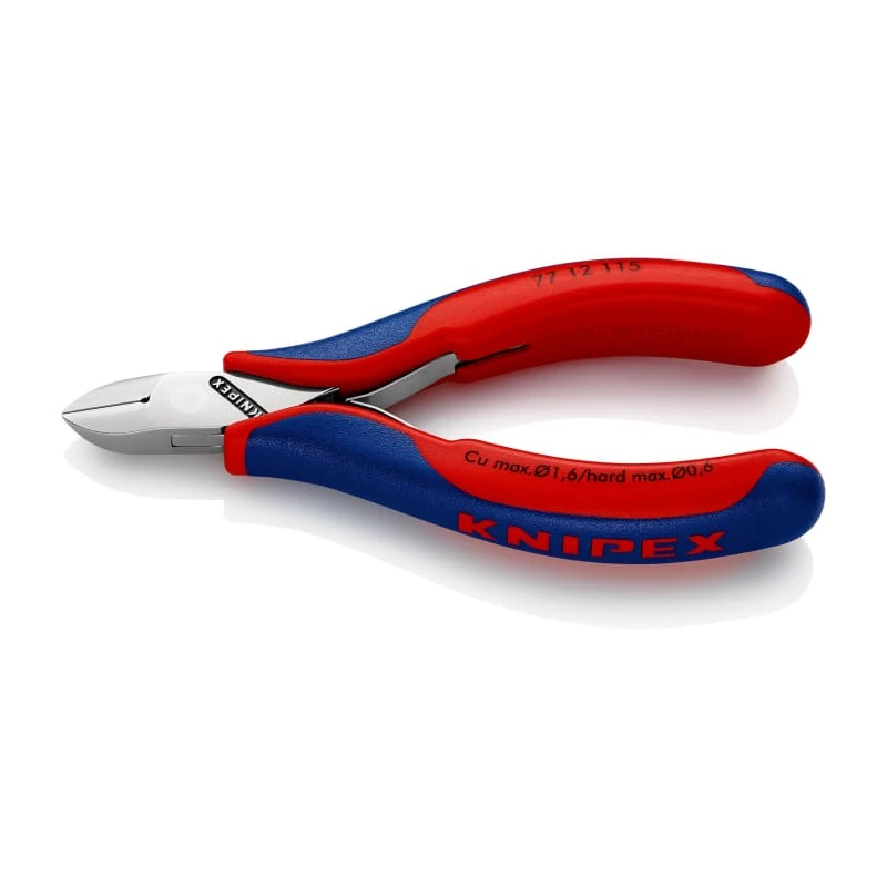 Knipex Side Cutter With Bevel 115mm Ball Bearing Chrome Steel Jaw Bi-Metal Handle 1.6mm Cutting Capacity 77 12 115