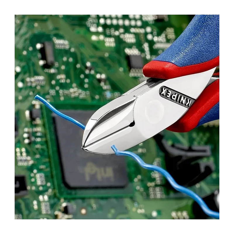 Knipex Side Cutter With Bevel 115mm Ball Bearing Chrome Steel Jaw Bi-Metal Handle 1.6mm Cutting Capacity 77 12 115