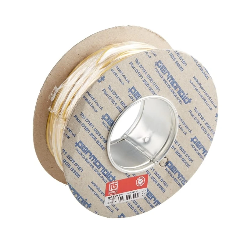RS PRO 2491X Series Yellow Equipment Wire, 17 AWG, 32x0.2 mm Core Strands, 100 m Length, Polyvinyl Chloride Jacket 361-771