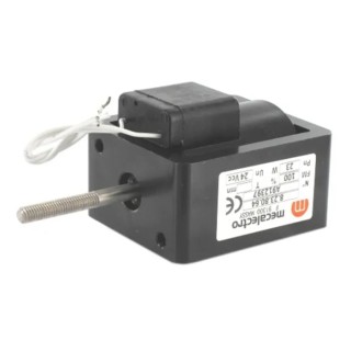 Mecalectro Heavy-Duty Single-Acting Linear Solenoid 230V 23W 15mm Stroke 124.1mm Length 823D8064-230VCA-100%