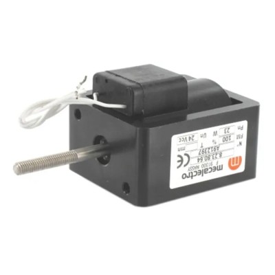 Mecalectro Heavy-Duty Single-Acting Linear Solenoid 230V 23W 15mm Stroke 124.1mm Length 823D8064-230VCA-100%