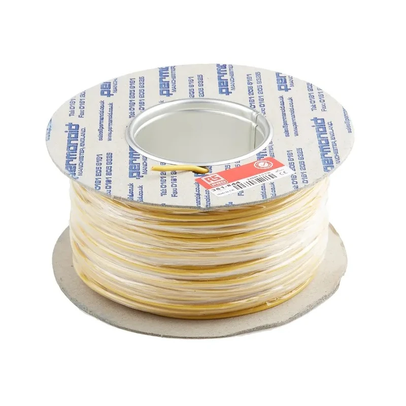 RS PRO 2491X Series Yellow Equipment Wire 15 AWG 30/0.25 mm Core Strands 100 m Polyvinyl Chloride 361-844