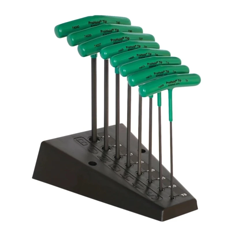 Bondhus 8-Piece Torx ProHold Star T-Handle Torx Key Set, Sizes T9-T40, Corrosion Resistant Finish PHTTHX8