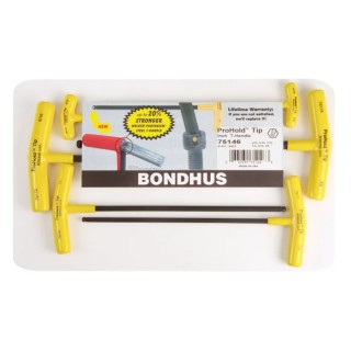 Bondhus Corrosion Resistant High Torque Steel 6 Piece T-Handle Imperial Hex Key Set Hex Size 3/16 → 7/32" PBTX60
