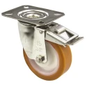 LAG Braked Swivel Castor, Stainless Steel Frame, Polyurethane Wheel, 150 kg Load Capacity, 100 mm Diameter 19105 FR