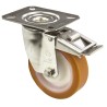 LAG Braked Swivel Castor, Stainless Steel Frame, Polyurethane Wheel, 150 kg Load Capacity, 100 mm Diameter 19105 FR