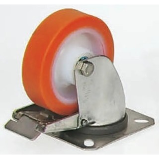 LAG Braked Swivel Castor, 150 kg Load Capacity, 125 mm Polyurethane Wheel, Stainless Steel Frame, Model 19106 FR