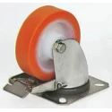 LAG Braked Swivel Castor 250 kg Capacity 125 mm Polyurethane Wheel Stainless Steel Frame 19107 FR