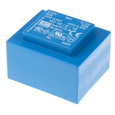 Block PCB Transformer 2 x 12 V AC 2 Output Pin 10 VA 230 V AC Primary VC 10/2/12