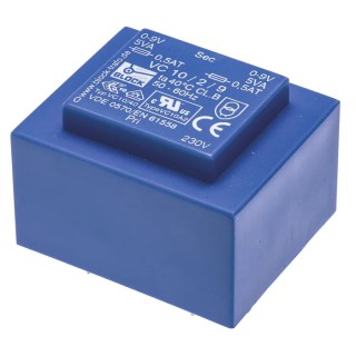Block PCB Transformer 2 x 9 V ac 2 Output Pin, 230 V Primary, 10 VA Power VC 10/2/9