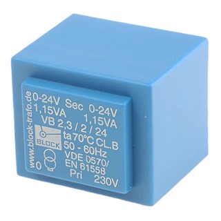 Block PCB Transformer 24 V AC 2 Output Through Hole Mount 2.3 VA VB 2.3/2/24