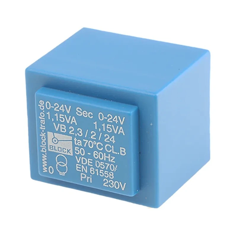 Block PCB Transformer 24 V AC 2 Output Through Hole Mount 2.3 VA VB 2.3/2/24