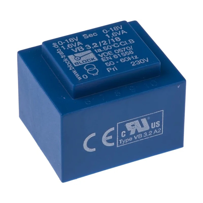 Block 18 V ac 2 Output Through Hole PCB Transformer 3.2 VA VB 3.2/2/18