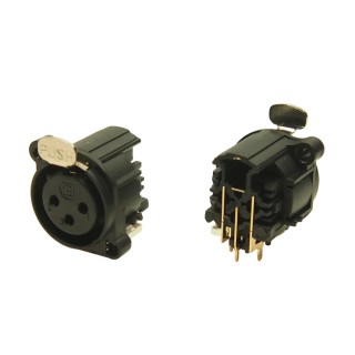 RS PRO Surface XLR Connector, Female, 90° Orientation, 3 Contacts, 250V AC, 5A, Gold Plating 188-0118