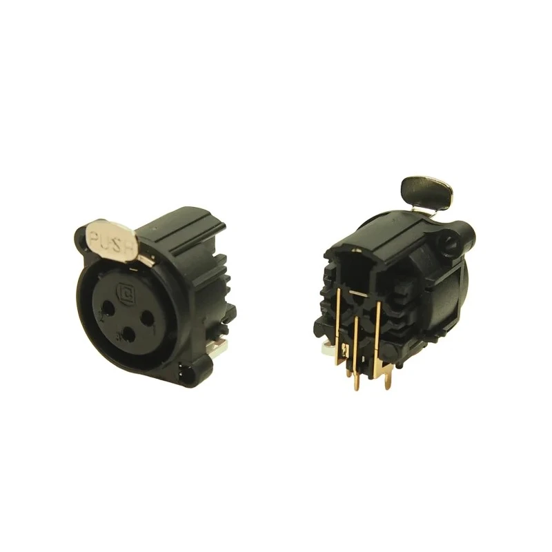 RS PRO Surface XLR Connector, Female, 90° Orientation, 3 Contacts, 250V AC, 5A, Gold Plating 188-0118