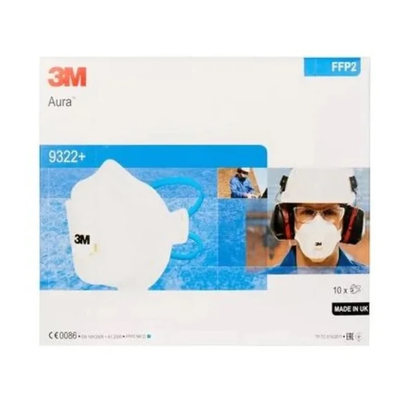 3M Aura™ 9300+ Series FFP2 Disposable Respirator Flat Fold 10 Per Pack FFP2