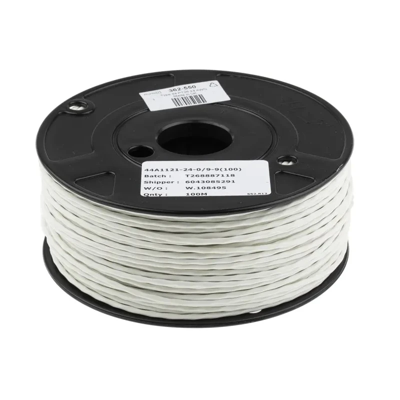 TE Connectivity SPEC 44 Series Data Cable 1 Pairs 2 Cores 100 m White Sheath Polyvinyl Fluoride 44A1121-24-0/9-9