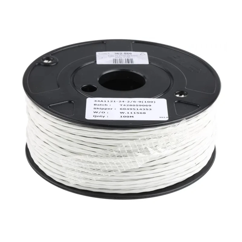 TE Connectivity SPEC 44 Series Data Cable 1 Pairs 2 Cores 100m White Sheath Polyvinyl Fluoride 44A1121-24-2/6-9