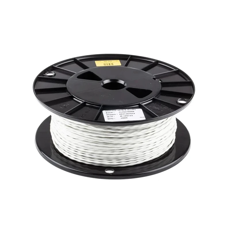 TE Connectivity SPEC 44 Series Data Cable 1 Pairs 2 Cores 100 m White Sheath Polyvinyl Fluoride 44A1121-20-0/9-9
