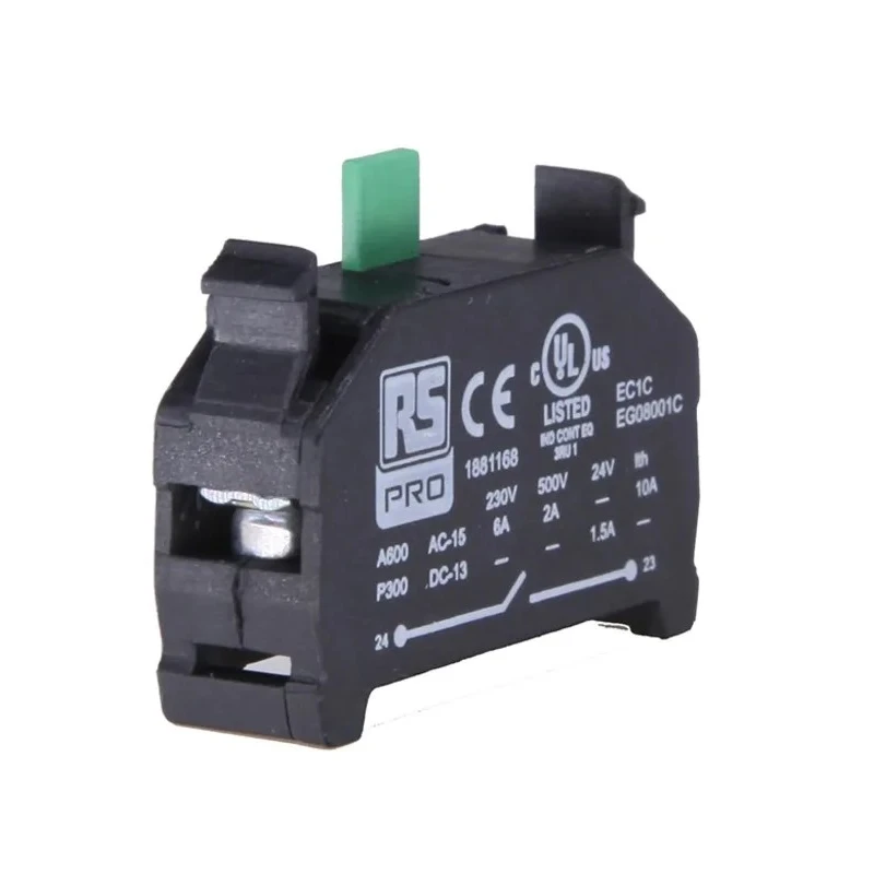 RS PRO Contact Block Single Pole Normally Open Screw Terminal for Modular Plastic Push Button Series 188-1168