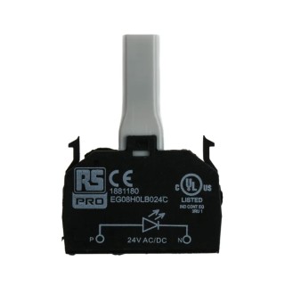 RS PRO Light Block, 24 V AC DC, Blue LED Illumination, Clip Installation, -25°C to 65°C Operating Temperature 188-1180