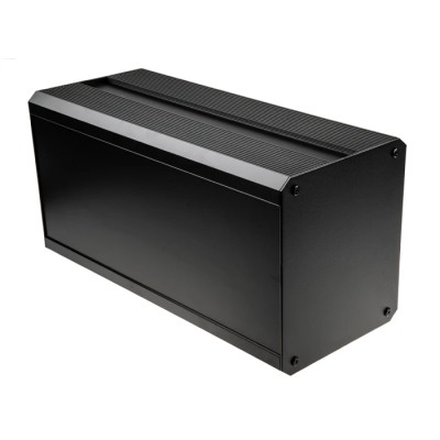 RS PRO Black Black Lid Extruded Aluminium Heat Sink Case IP40 175 mm x 400 mm x 200 mm 188-1285