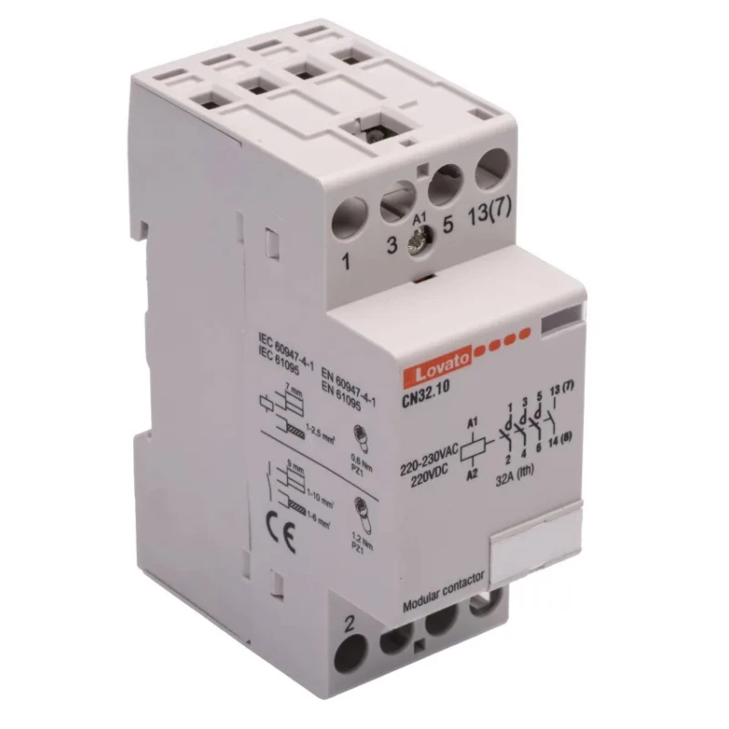 Lovato Electric 4-Pole Motor Control Contactor 32A 110V AC Contact, 220V AC Coil CN3210220