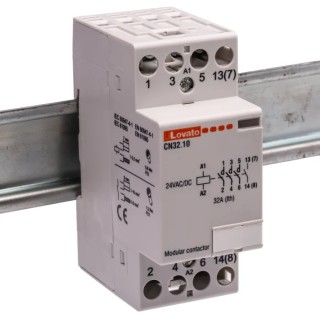 Lovato Electric Motor Control Contactor 24V ac/dc Coil, 4-Pole, 32A Contact Current, 4 NO Auxiliary Contacts CN3210024