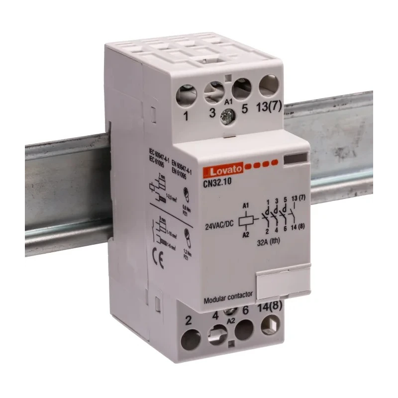 Lovato Electric Motor Control Contactor 24V ac/dc Coil, 4-Pole, 32A Contact Current, 4 NO Auxiliary Contacts CN3210024