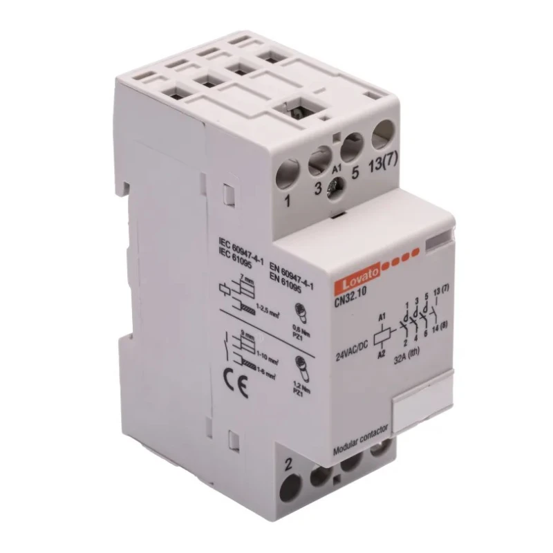 Lovato Electric Motor Control Contactor 24V ac/dc Coil, 4-Pole, 32A Contact Current, 4 NO Auxiliary Contacts CN3210024