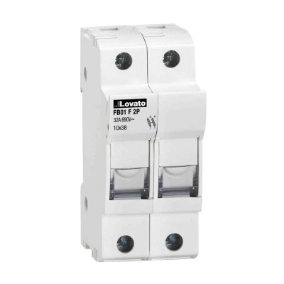 Lovato Electric 32A 690V AC Rail Mount Fuse Holder for 10 x 38 mm Fuse, 2-Pole, Model FB01F2P