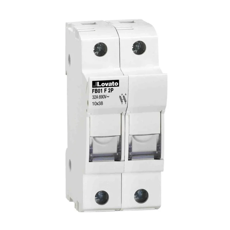 Lovato Electric 32A 690V AC Rail Mount Fuse Holder for 10 x 38 mm Fuse, 2-Pole, Model FB01F2P