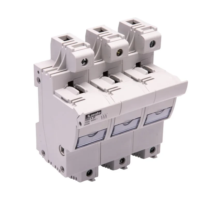 Lovato Electric 100A Base Mount Fuse Holder 3-Pole for 22 x 58 mm Fuse Size 690V AC FB03A3P