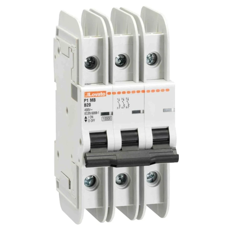 Lovato Electric Miniature Circuit Breaker 3-Pole 32A Type C 400V ac 125V dc 10 kA Breaking Capacity P1MB