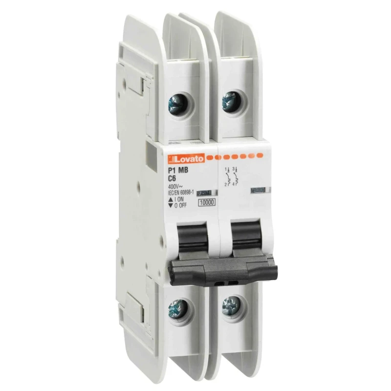 Lovato Electric Miniature Circuit Breaker, 2-Pole, 63A, Type C, 400V ac AC, 60V dc DC, 10 kA Breaking Capacity P1MB