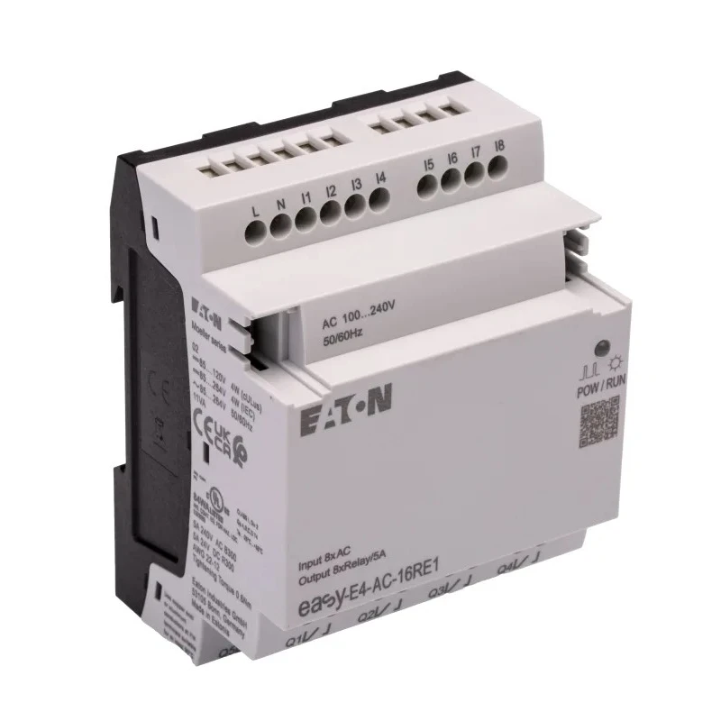 Eaton easyE4 Series 8-Input Digital Input and 8-Output Digital Output DIN Rail Module 100-240V AC/DC easyE4