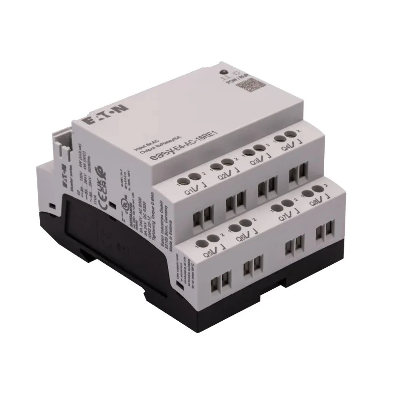Eaton easyE4 Series 8-Input Digital Input and 8-Output Digital Output DIN Rail Module 100-240V AC/DC easyE4