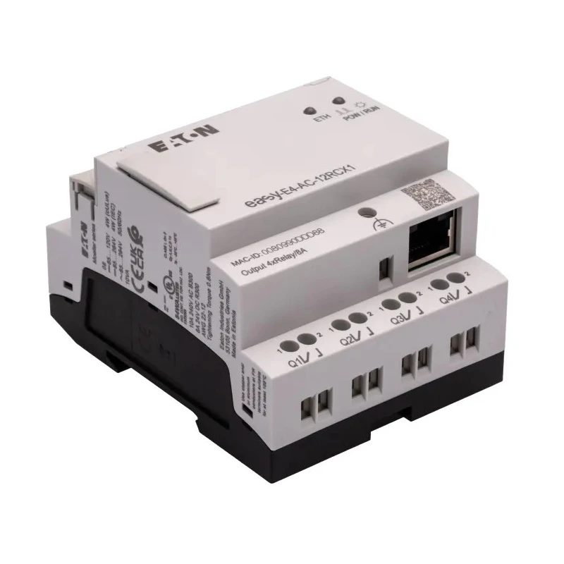 Eaton easyE4 Series Control Relay, 8-Input Digital Input, 4 Digital Outputs, 100-240V AC/DC, DIN Rail Mount easyE4