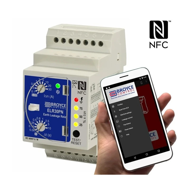 Broyce Control Earth Leakage Relay, 50 to 60 Hz Frequency, 7.5 mA to 30 A Leakage, SPDT SPNO Output ELR30PN 24-230V AC/DC